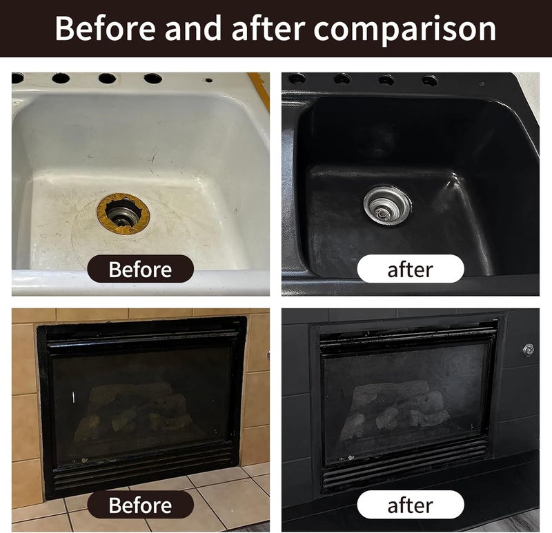 SENVEN Tub Tile Spray Paint Black Gloss, Waterproof Shower Spray Bathtub Tile Paint Refinishing Kit for Metal, Tiles, Ceramic, Porcelain, Fiberglass, Bathroom Walls Bathtubs Sinks Countertops Toilets, 4pack - Image 5